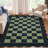 Washable Scalloped Rug Modern Checkerboard Rug Non Slip, Soft Non Shedding Thin Carpet, Indoor Low Pile Foldable Carpet, Contemporary Printed Mat for Living Room Bedroom-418811792