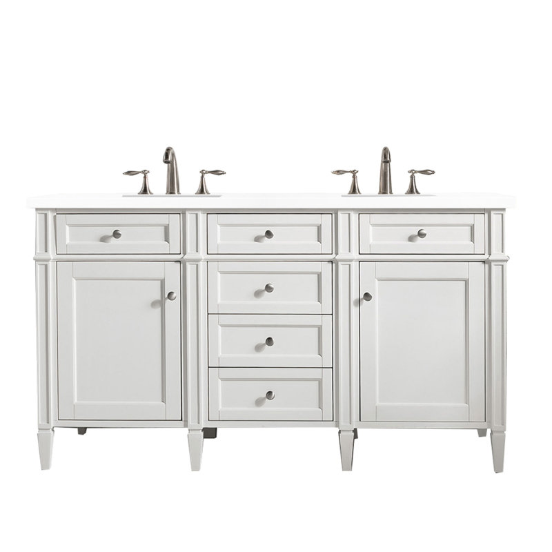 Brittany 60'' W Double Vanity, White Zeus, Bright White, 8" Widespread