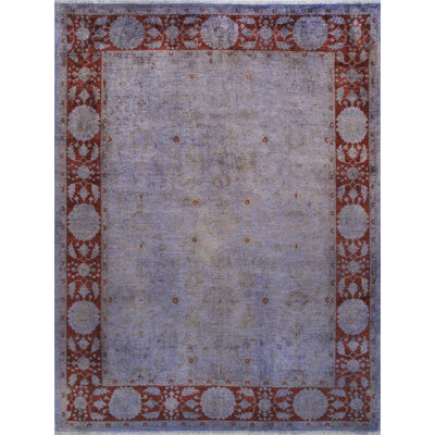 Lahore Hand Knotted Wool Oriental Area Rug in Purple/Red
