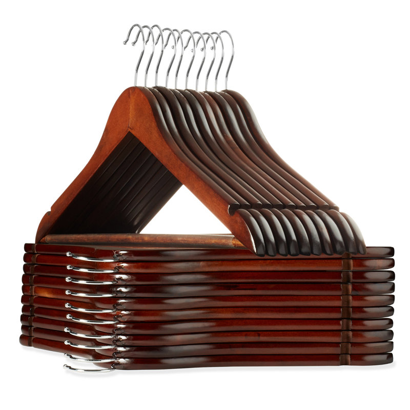 Solid Wood Non-Slip Standard Hanger for Suit/Coat, Walnut