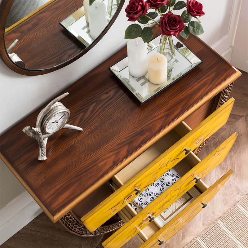 Creative painted carved drawer accent chest