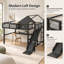 Lit mezzanine en métal (taille standard) avec glissade, bureau, étagères de rangement, ports USB et éclairage DEL