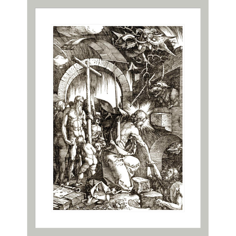 «The Harrowing of Hell From The Large Passion» par Albrecht Dürer, impression giclée encadrée, H 29,5 po x l 22,68 po