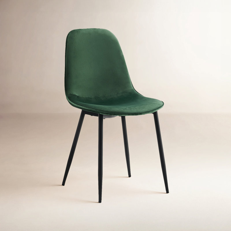 Chaise rembourrée en similicuir Kavi , Velours émeraude / noir