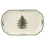 Spode Christmas Tree Rect Scalloped Tray 11"