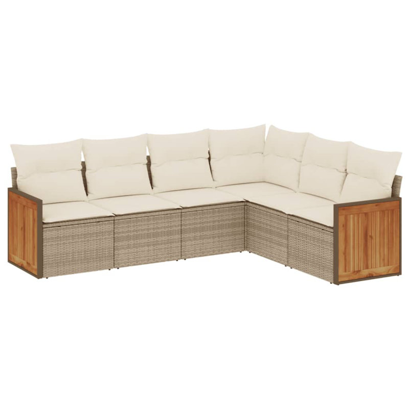 Ensemble de canapé de jardin Vidaxl PE en rotin beige, acier thermolaqué grand