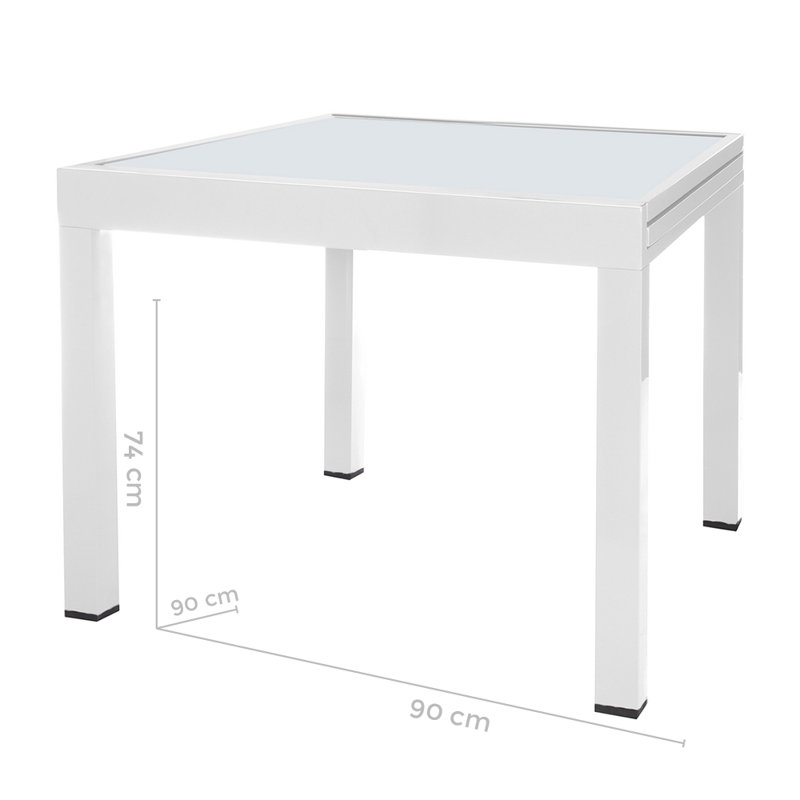 Zuckerman Extendable Aluminum Dining Table, 74cm H x 90cm W x 90cm D