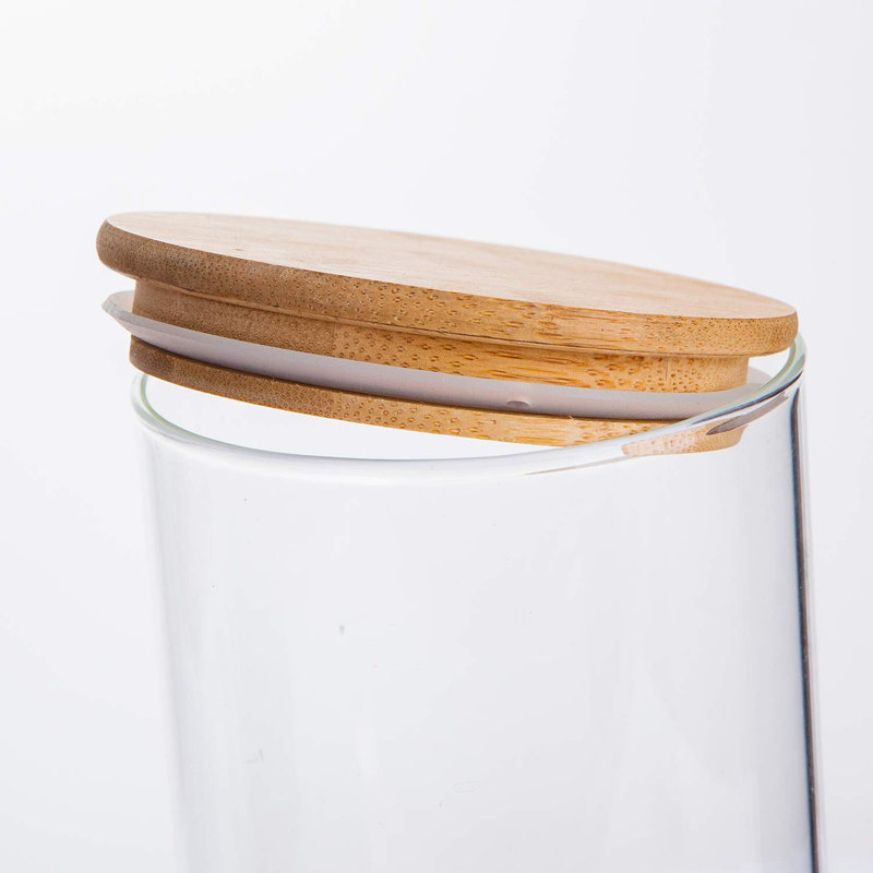 Ensemble de 5 contenants en verre pour aliments, pots à nourriture hermétiques avec couvercles en bambou