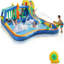 Jeu gonflable 11-en-1 avec glissade d'eau, parc aquatique à thème kiosque pour enfants, souffleur de 750 W inclus