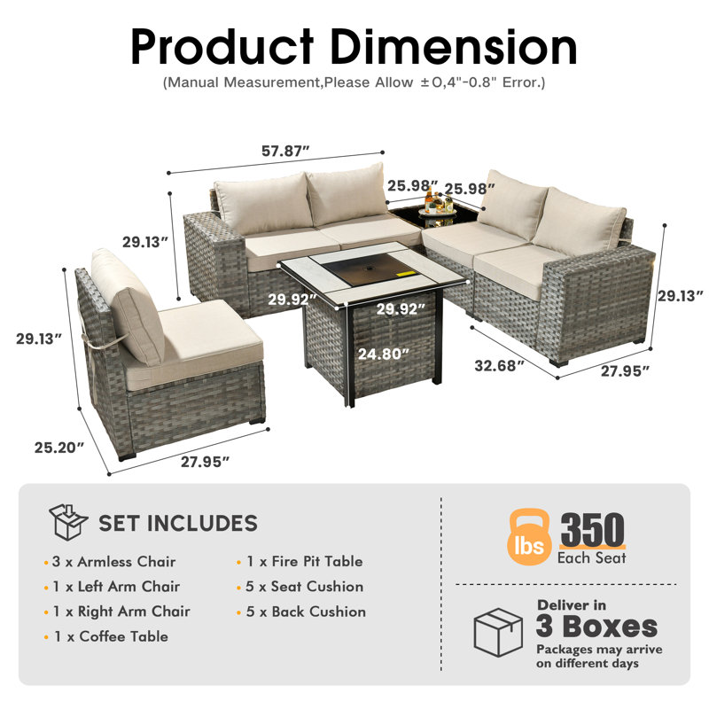 Evanna 5 - Person Patio Conversation Set with Cushions, Beige