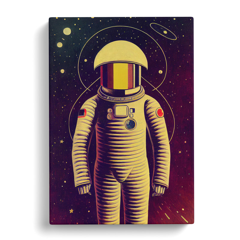 XC1022-3781X Retro Astronaut No.6 1 Piece Wrapped Canvas Wall Art, 50cm H x 35cm W x 3cm D