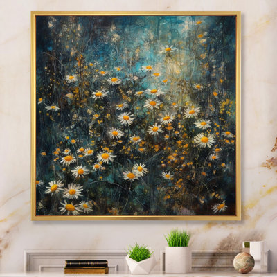 Fusion de marguerites jaunes et grises sur toile