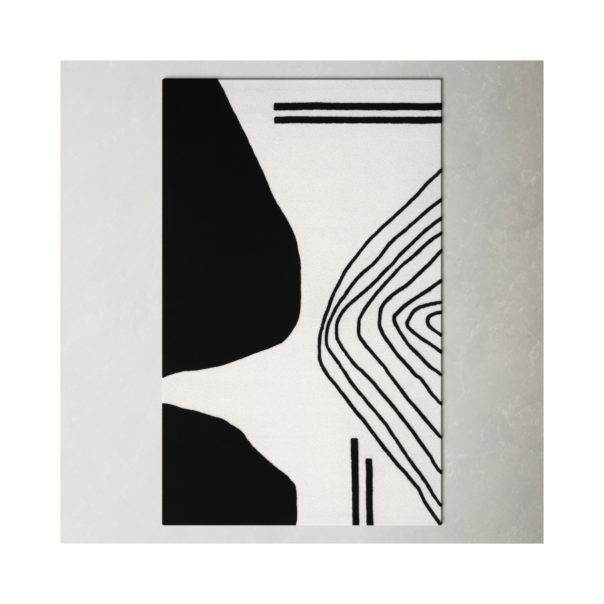 Felipe Handmade Wool Ivory/Black Rug, Rectangle 4' x 6'