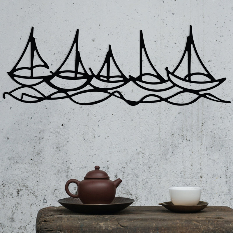 Élégant accessoire mural décoratif en métal, finition noire, 26,8 po x 9,4 po | Fabrication 100% métal, épaisseur: 0,05 pouce | Design moderne pour la décoration intérieure, durable et accrocheur