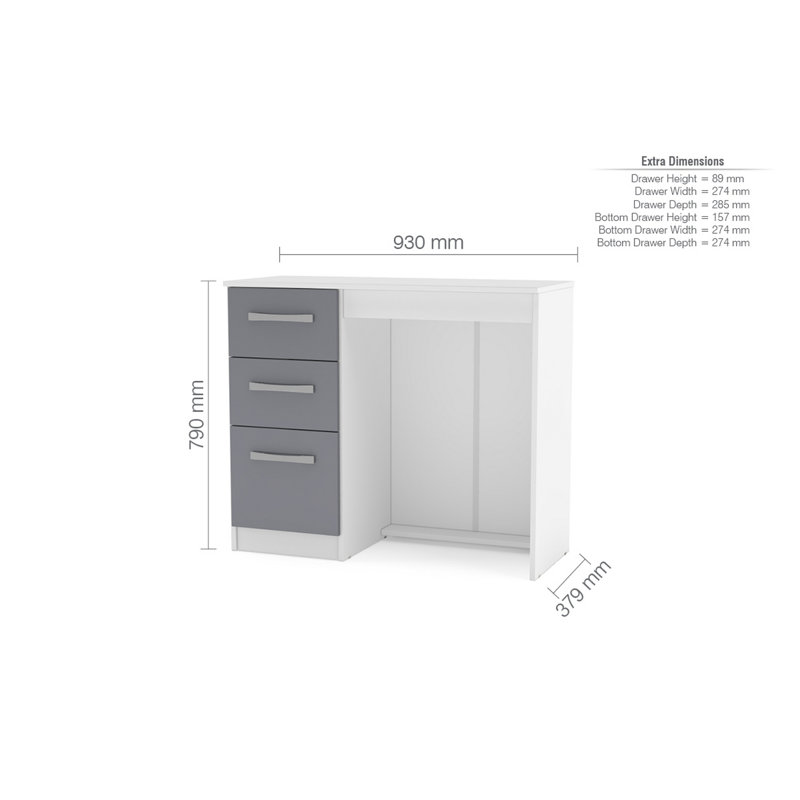 Marquitta Dressing Table, White/Grey