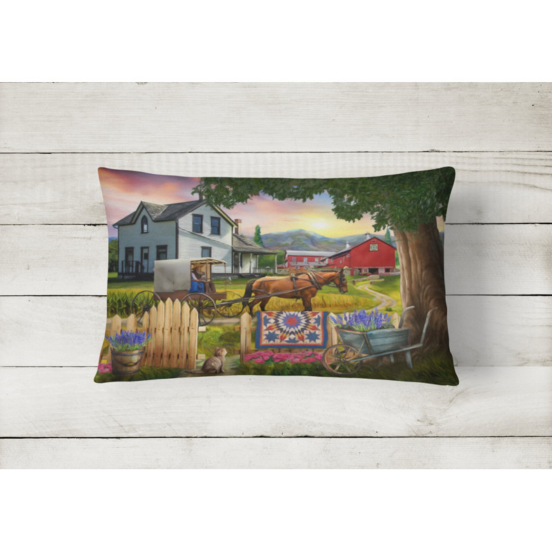 Outdoor Throw Pillow, Headed Home for Dinner Farm