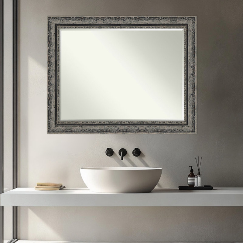 Miroir mural de salle de bain Filigree, Noir mat