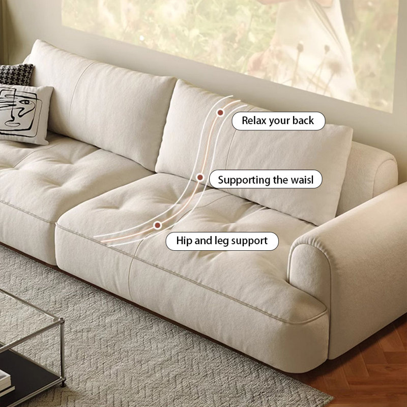 Beige 100% Polyester Modular Sofa cushion couch, 27.17"H x 96.85"W x 38.19"D