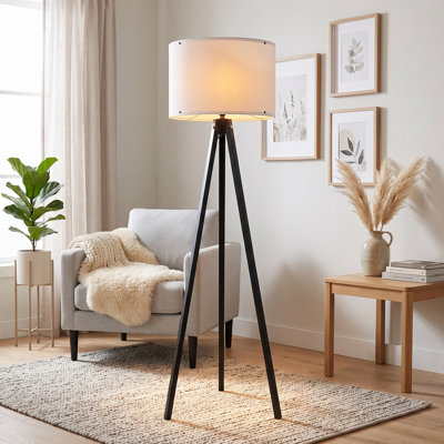 Elysian White / Black Contemporary Geometric Floor Lamp