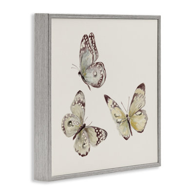 Isolated Butterflies on Beige Framed Giclee, design by Patricia Pinto