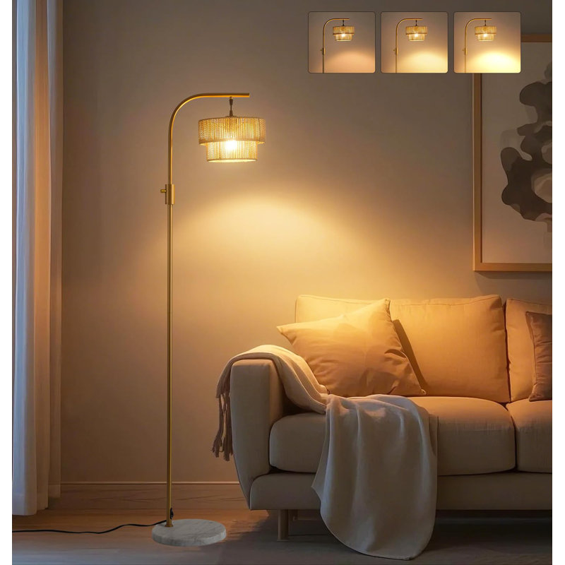 Lampe sur pied en rotin à intensité variable avec 1 ampoule DEL