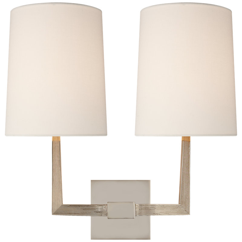 Barbara Barry Ojai Large Double Sconce, Polished Nickel