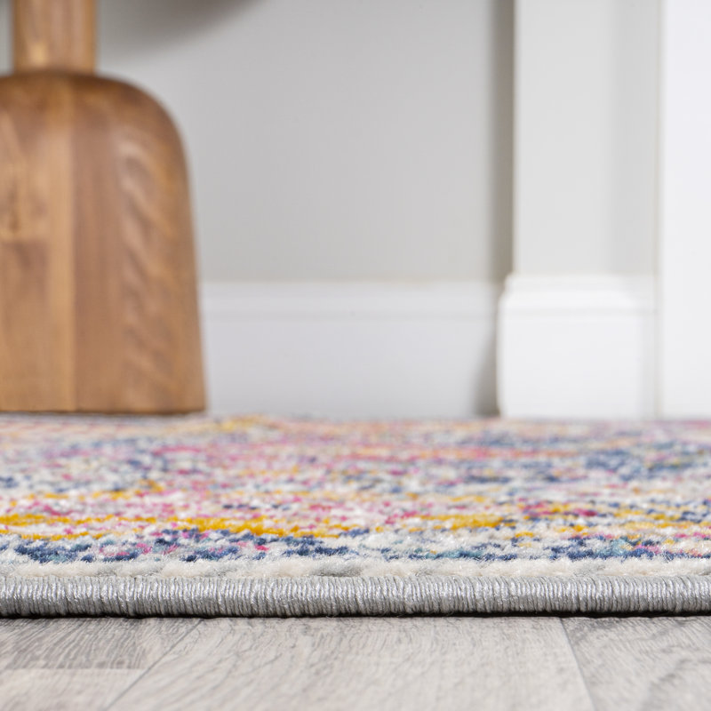 Motolal Modern Persian Boho Vintage Trellis Ivory/Navy/Multi Rug, Rectangle 3' x 5'