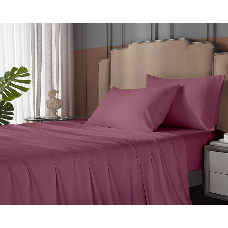 Microfiber Sheet Set, Queen Sheet Set with 2 Pillowcases, Black Floral