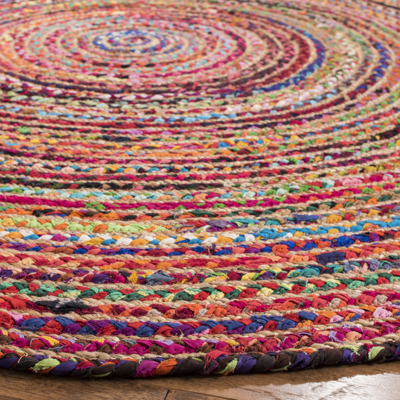 Heidelberg Hand Woven Cotton/Jute Rug in Red, Round 8'