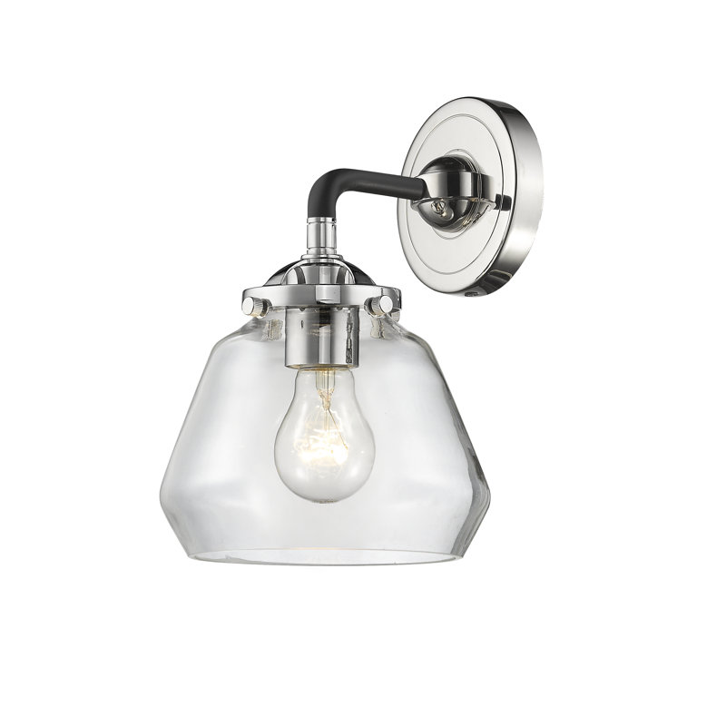 Rivka Armed Sconce, 6 Watt Vinage LED Bulb, Plated Smoke, Black/Polished Nickel