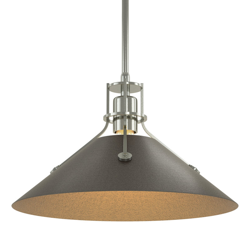 Henry 1 - Light Single Cone Pendant, Sterling, Oil Rubbed Bronze, 56.3'' H X 14.4'' W X 14.4'' D