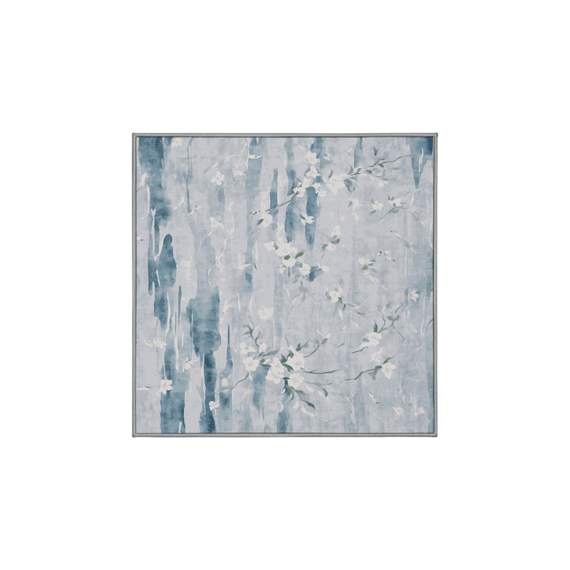Machine Washable Gray Area Rug, Square 7'
