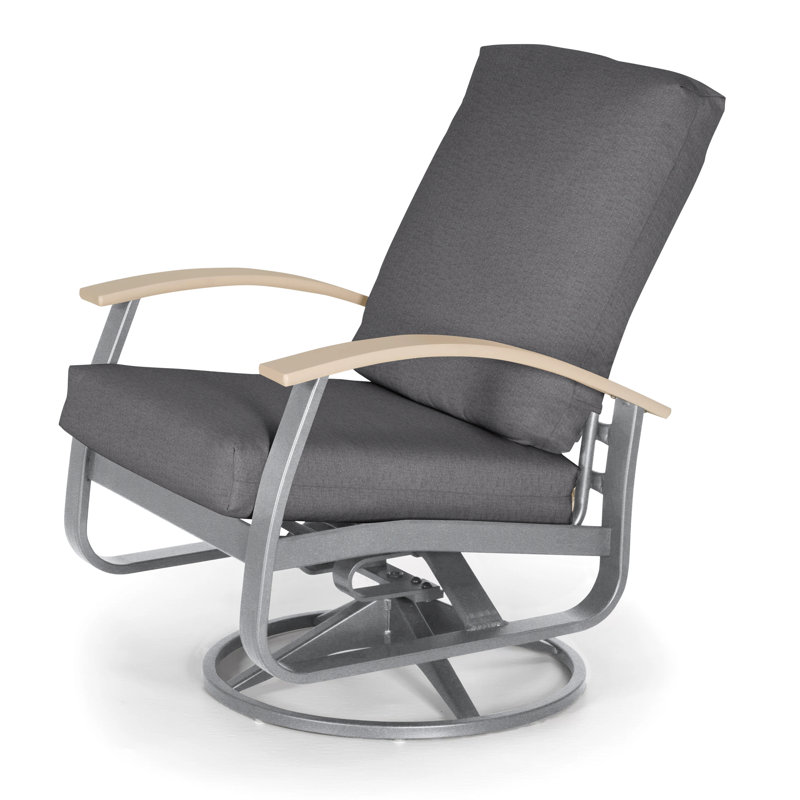 Belle Isle Outdoor Swivel Lounge Chair, Cast Slate Sunbrella® Plainweave, White P50, Textured Black