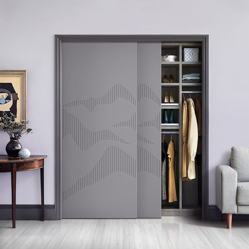 Portes de placard à panneaux et en bois, Gris clair, 60 po x 80 po