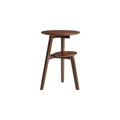 2-Tier Solid Wood End Table with Mid-Century Style