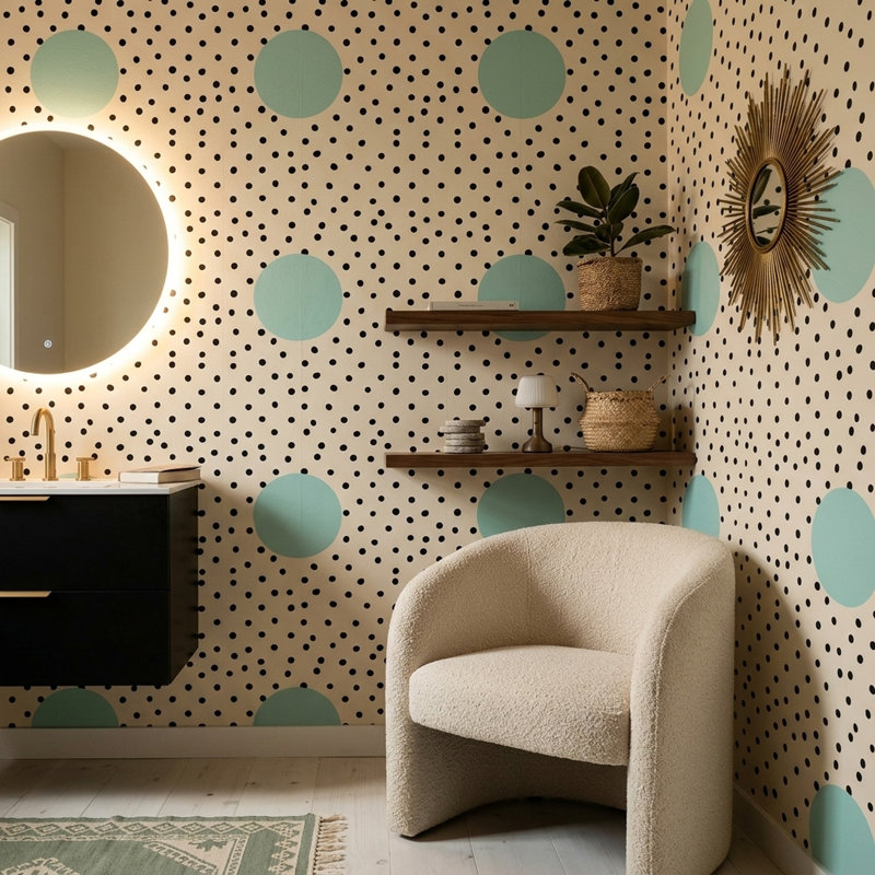 Murale rétro Mid-Century, Peel and Stick