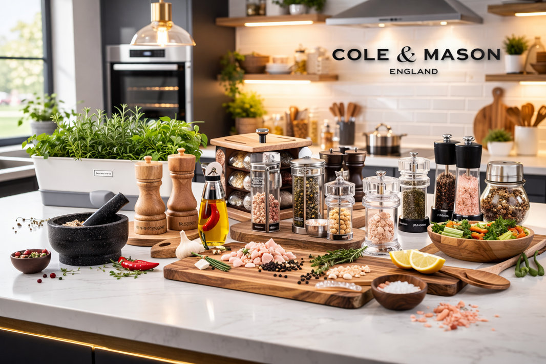 Complete kitchen essentials collection for modern cooking and seasoning