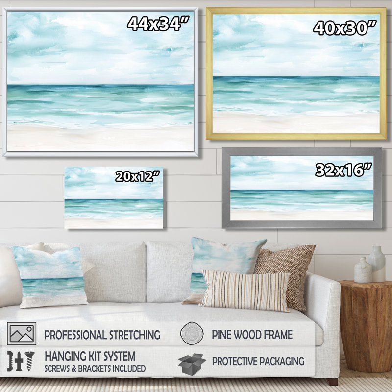 Impression sur toile «Coastal Dreams Horizon - Beach & Ocean», H 12 po x l 20 po, Noir