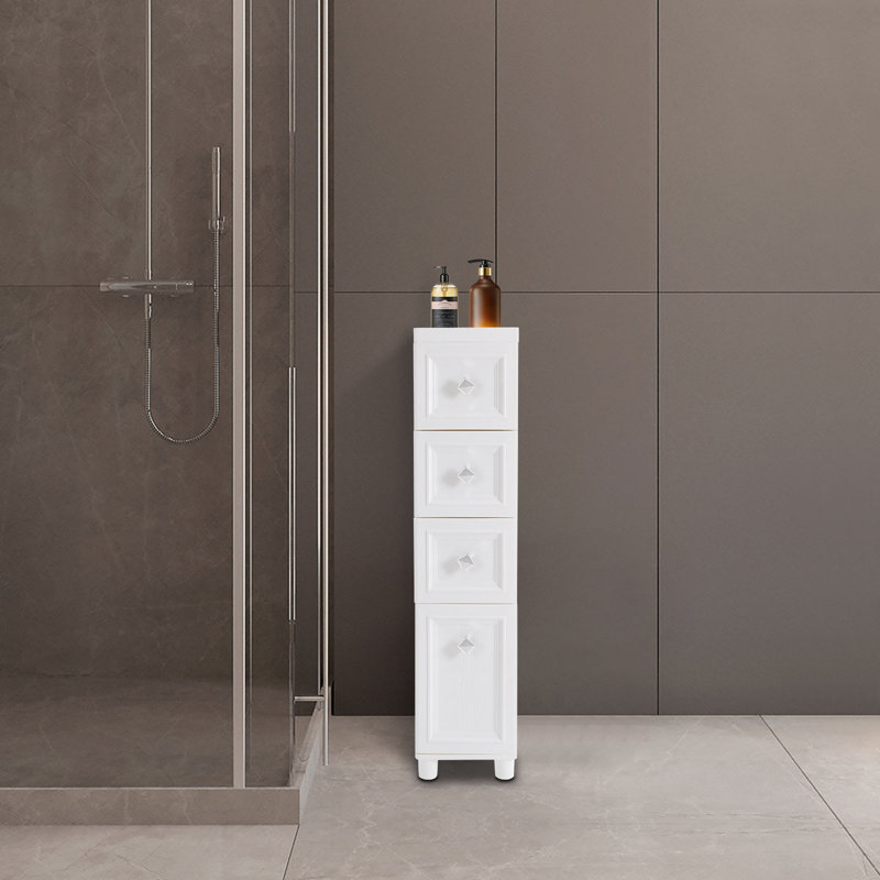 Slim Bathroom Floor Cabinet with 4 Drawers