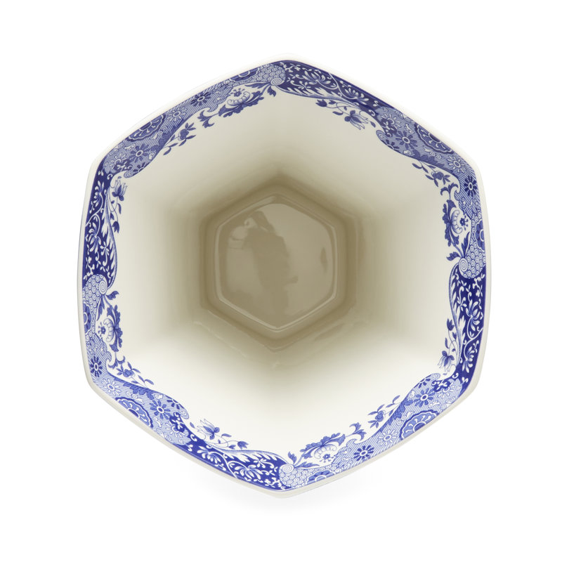 Spode Blue Italian Hexagonal Vase 10.5"