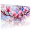 «Magnolia Pink Magnolia Blossoms On Branches», ensemble de 3 impressions sur toile-1048115178