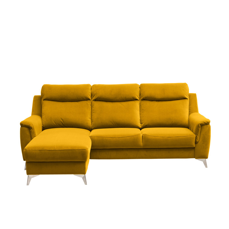Izola 3 Seater Velvet Sofa Bed, Left Hand Facing, Yellow