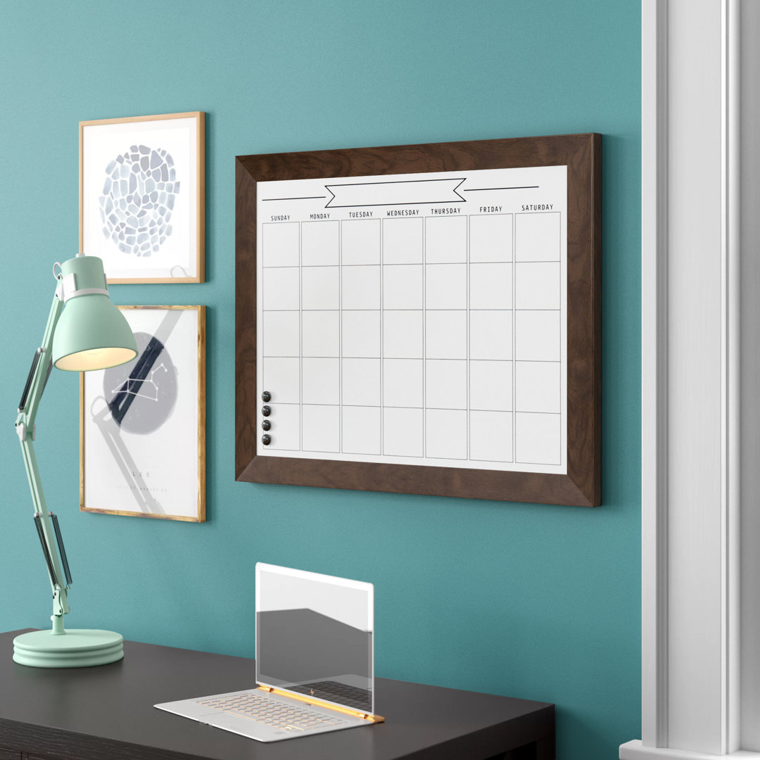 Brucie Monthly Write On Calendar Magnetic Wall Mounted Dry Erase Board Three Posts™ Teen Color: Walnut Brown