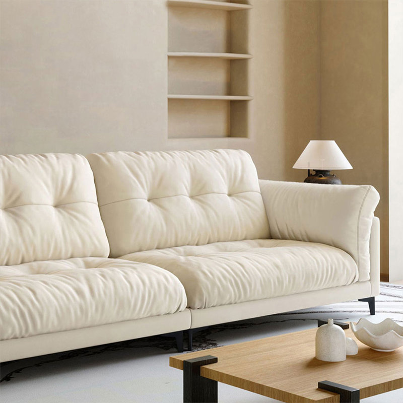 Coussin modulaire en velours cristal crème, H 36,22 po x L 110,24 po x l 37,40 po