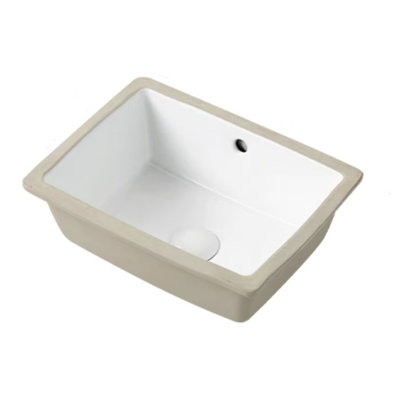 Lavabo de salle de bain rectangulaire encastré, lavabo en céramique blanche avec trop-plein