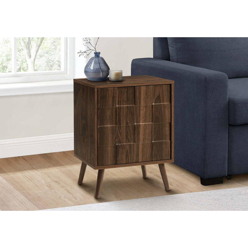 Accent Table, End, Side Table, Small, Storage, Lamp, Walnut Laminate, Modern