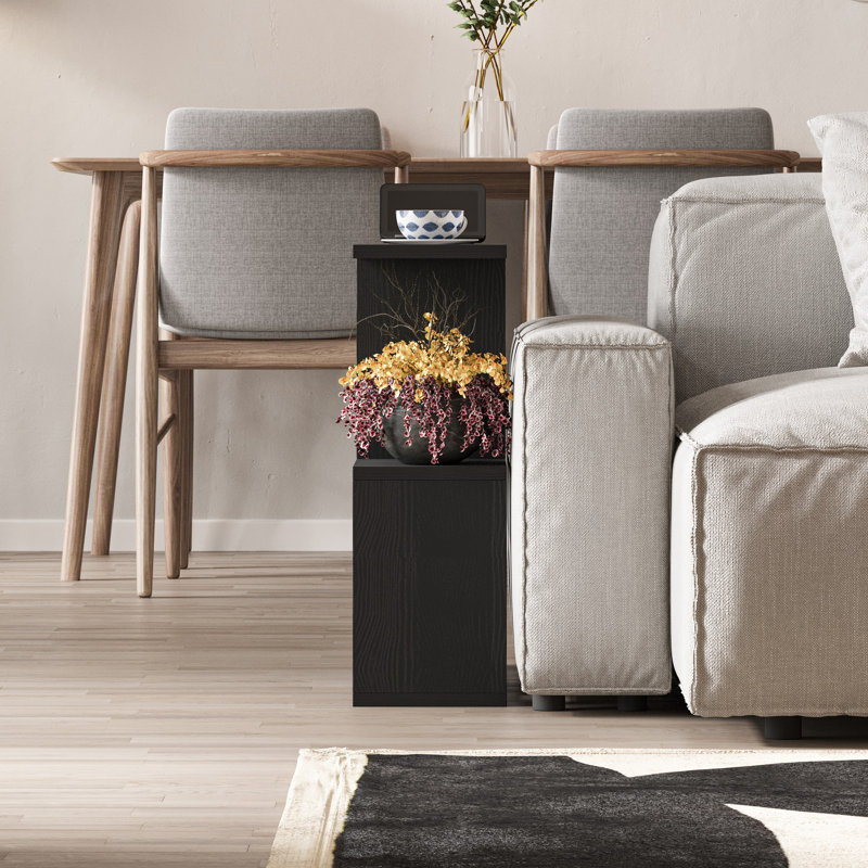 Table de bout avec tablette de plancher, Bois noir
