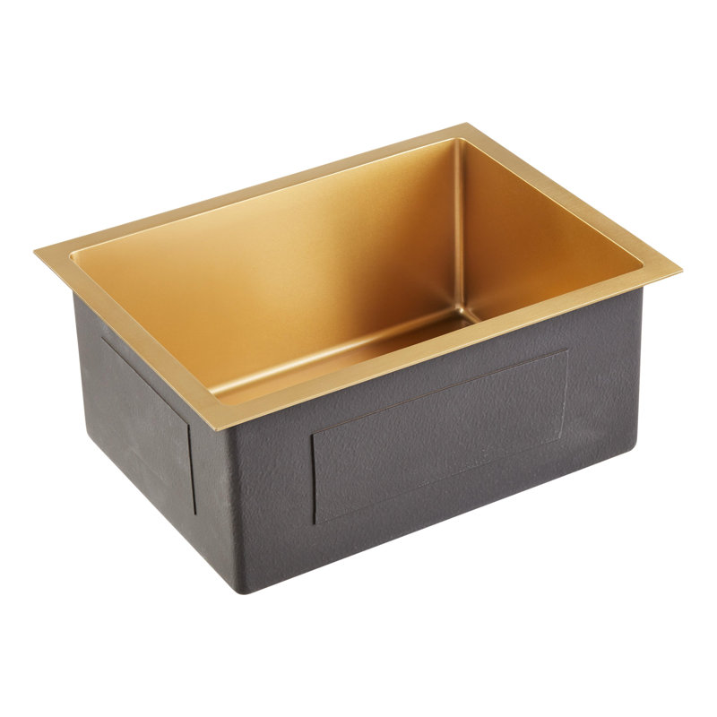 Atlas 15" L Undermount Kitchen Sink, Matte Gold