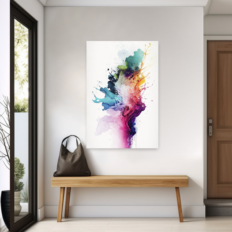 Vibrant Ink Burst Abstract Contemporary Modern Violet Wall Art Print 1 Piece Wrapped Canvas Wall Art, 152.4cm H x 101.6cm W