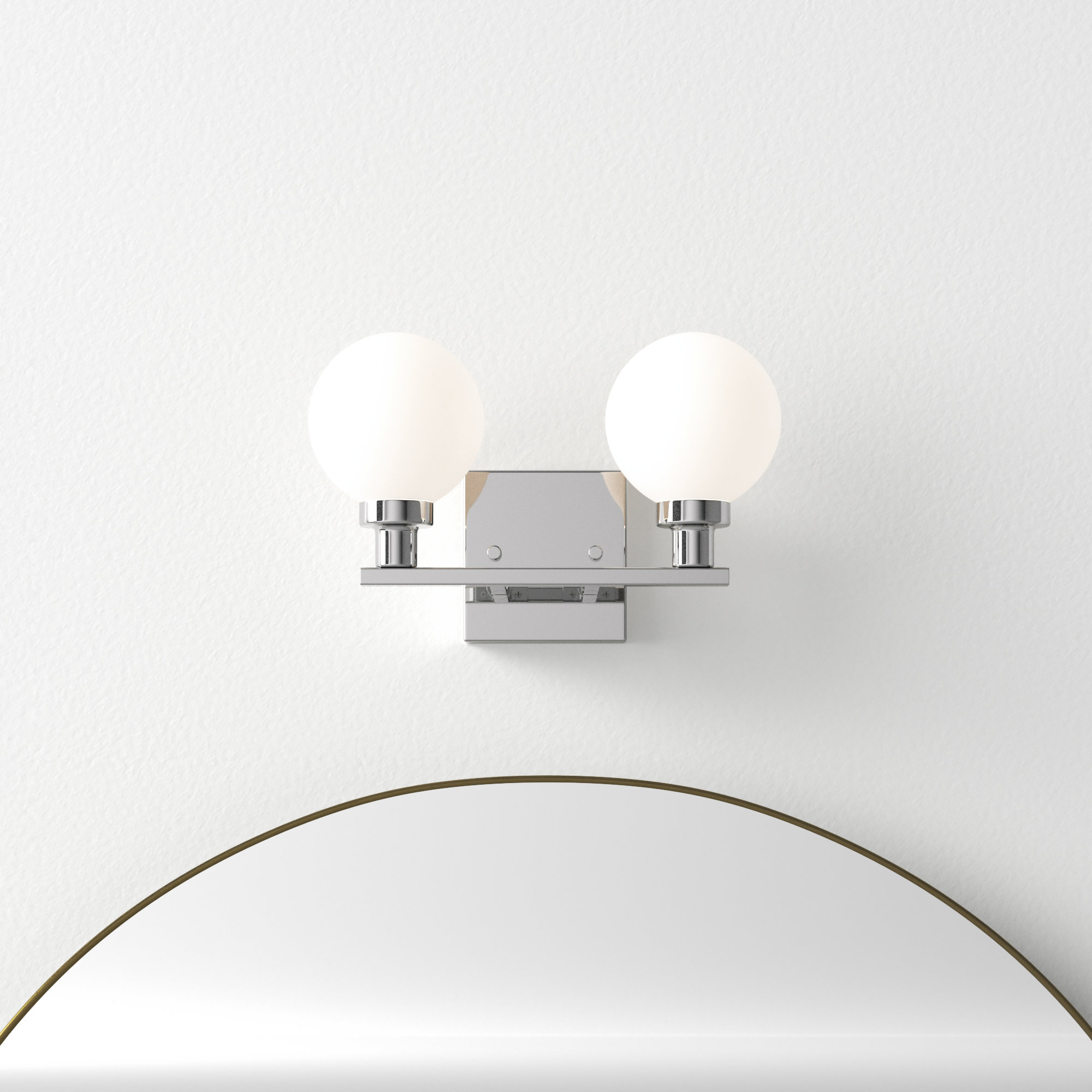 2 Light Frosted Dimmable Vanity Light, Chrome